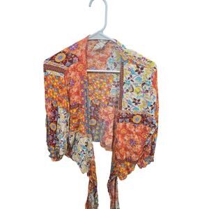 Colorful Tie-Front Shirt - Blu Pepper - L